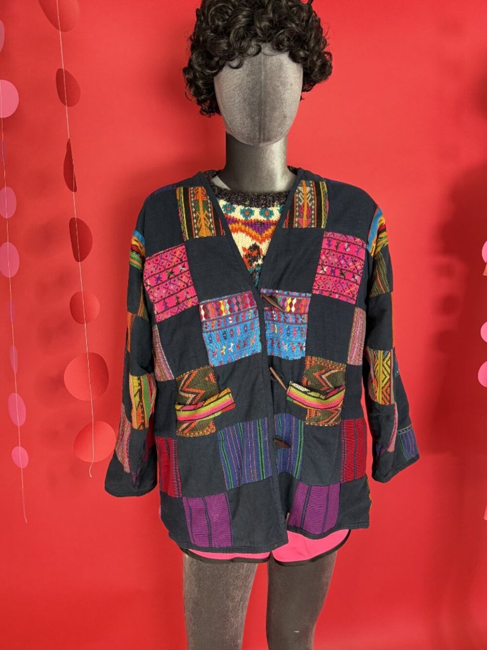 Vintage Patchwork Ethnic Kimono Jacket – Handwoven Textile Mix – Unisex & Unique
